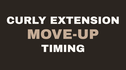 Curly hair extensions move-up frequency guide at Styling Company, Belmar NJ.